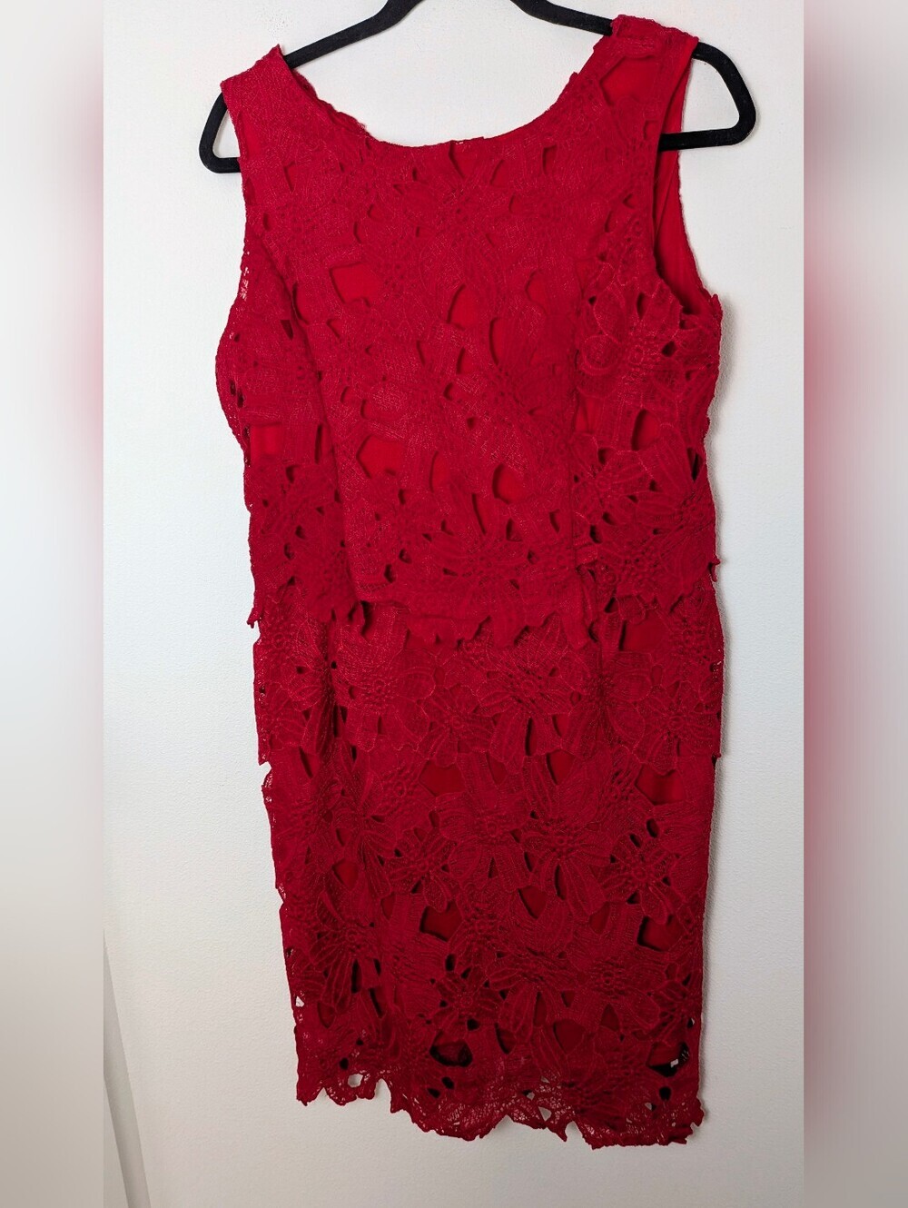NWT Sociology Women’s Red Floral Cutout Lace Popover Sheath Mini Dress Size XL